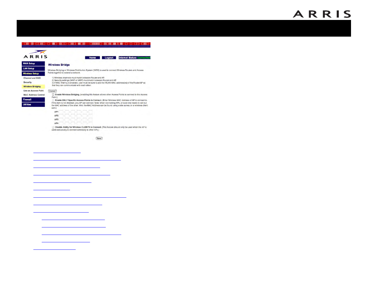 Configuring wireless bridging | ARRIS WTM552 User Guide User Manual | Page 46 / 79