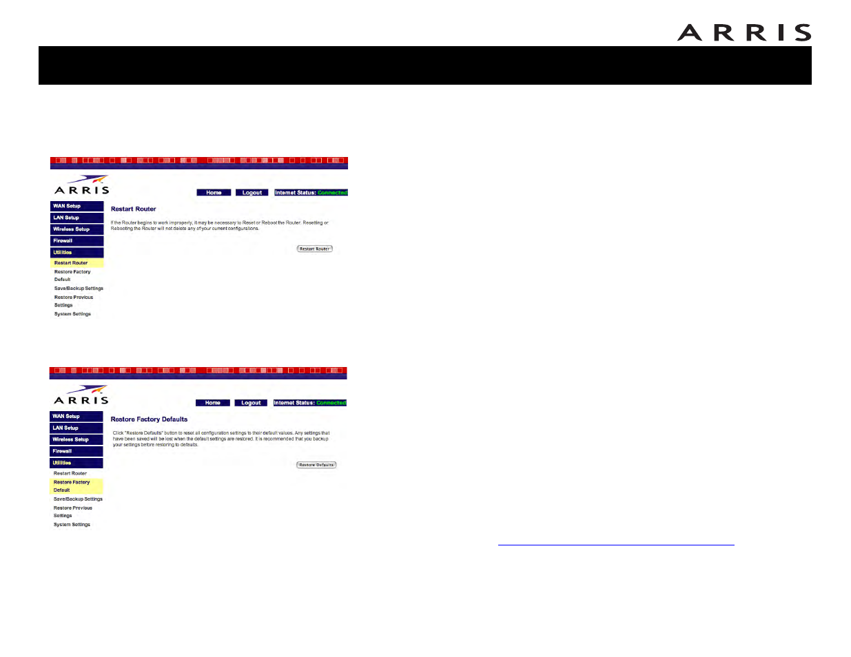 Resetting the telephony modem router | ARRIS WTM552 User Guide User Manual | Page 69 / 79