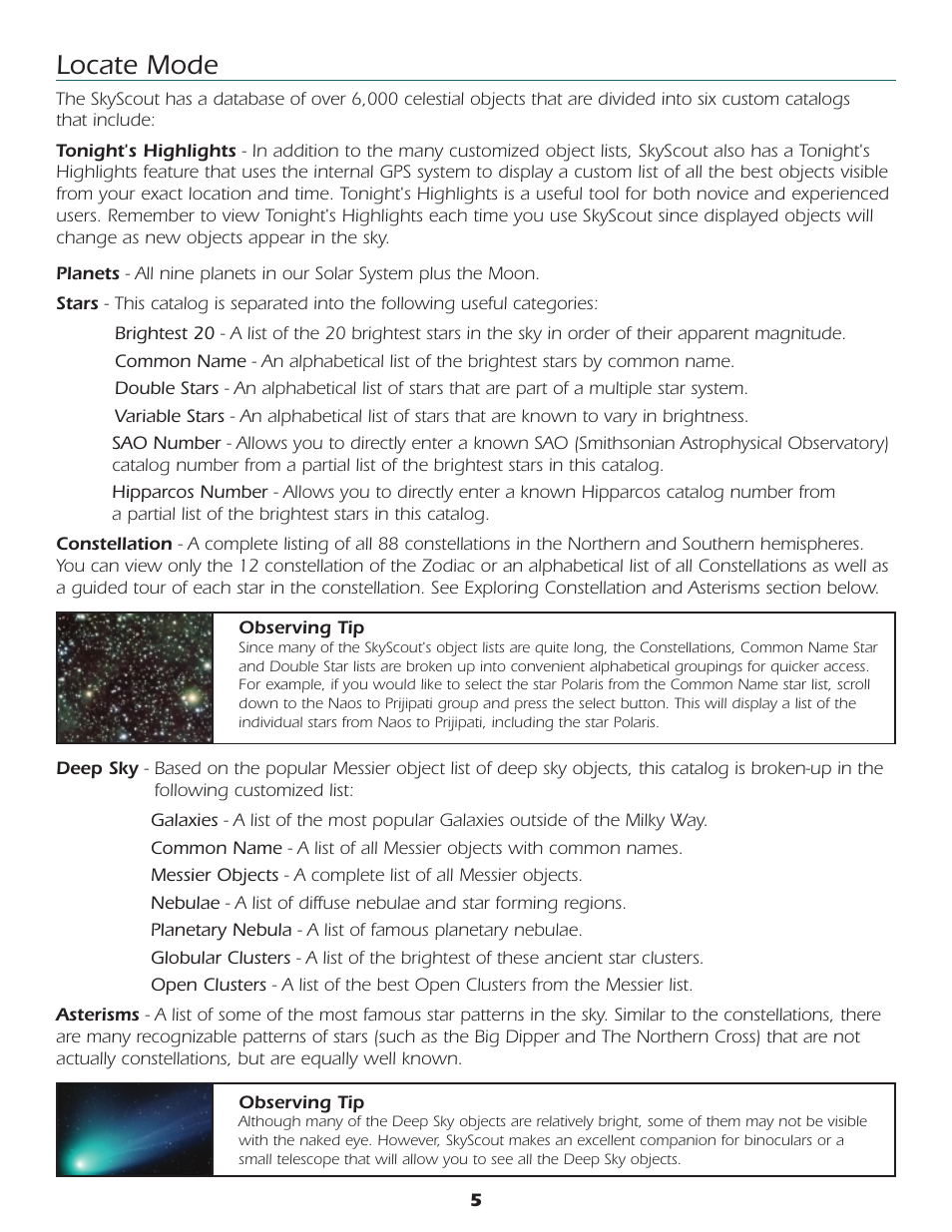 Locate mode | Celestron SkyScout car gps receiver User Manual | Page 6 / 15