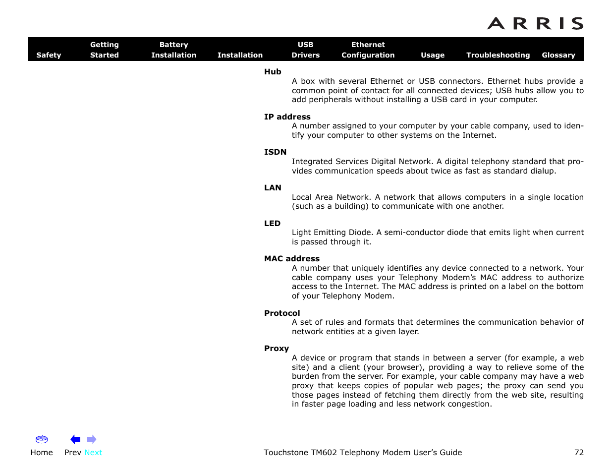 Proxy | ARRIS TM602 User Guide User Manual | Page 72 / 74