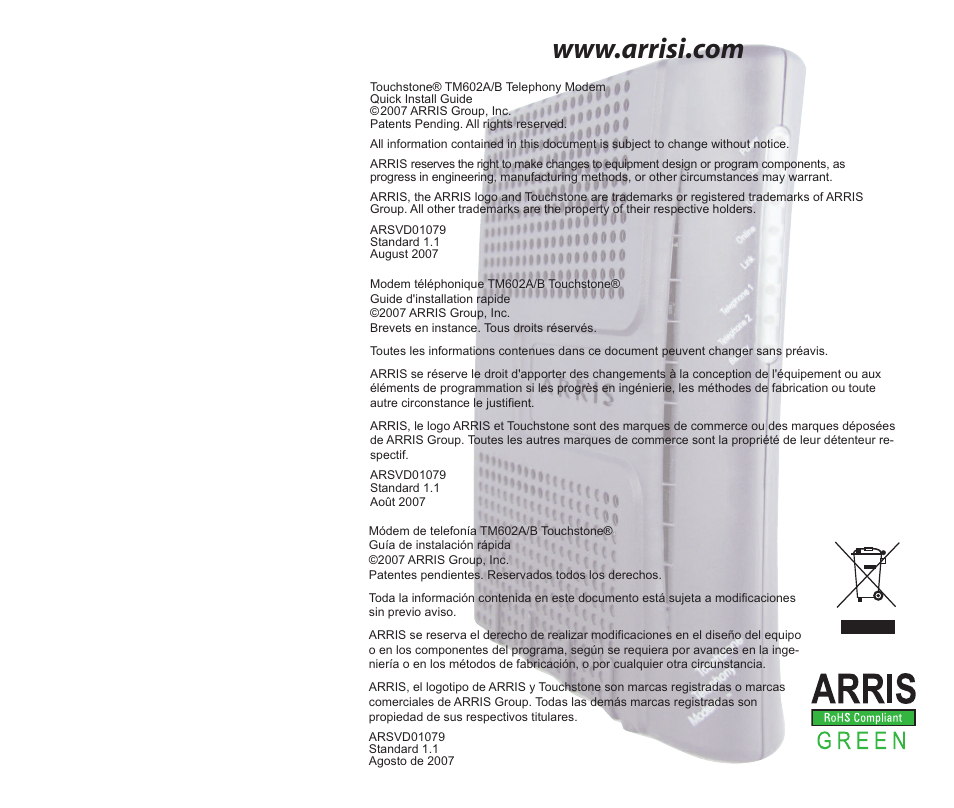 ARRIS TM602AB Quick Start Guide User Manual | Page 2 / 2