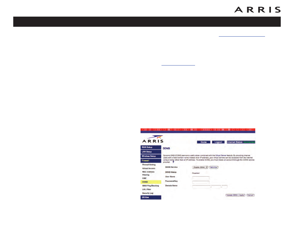 Configuring ddns, Configuring mac address filtering | ARRIS WTM652 User Guide User Manual | Page 46 / 85