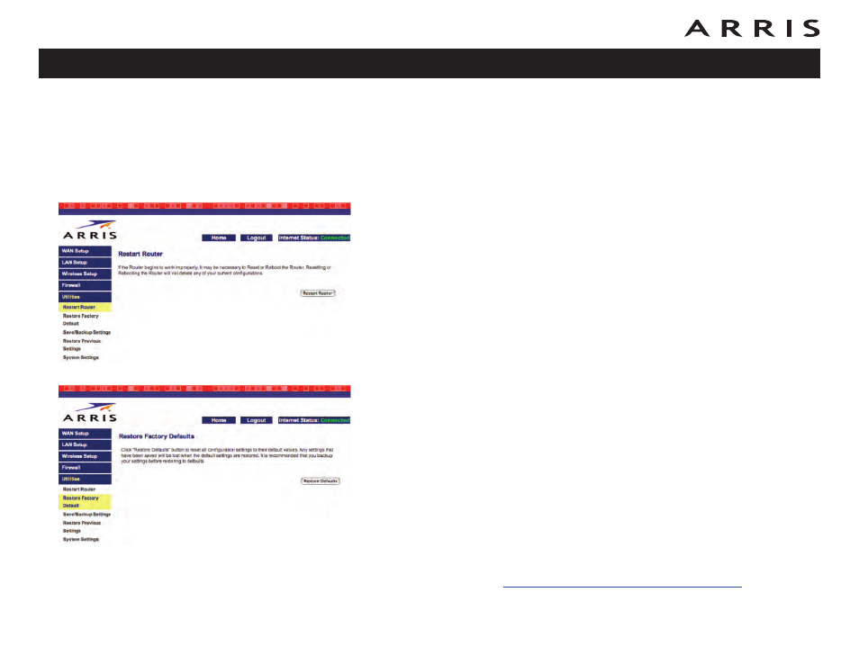 Resetting the telephony modem router | ARRIS WTM652 User Guide User Manual | Page 75 / 85