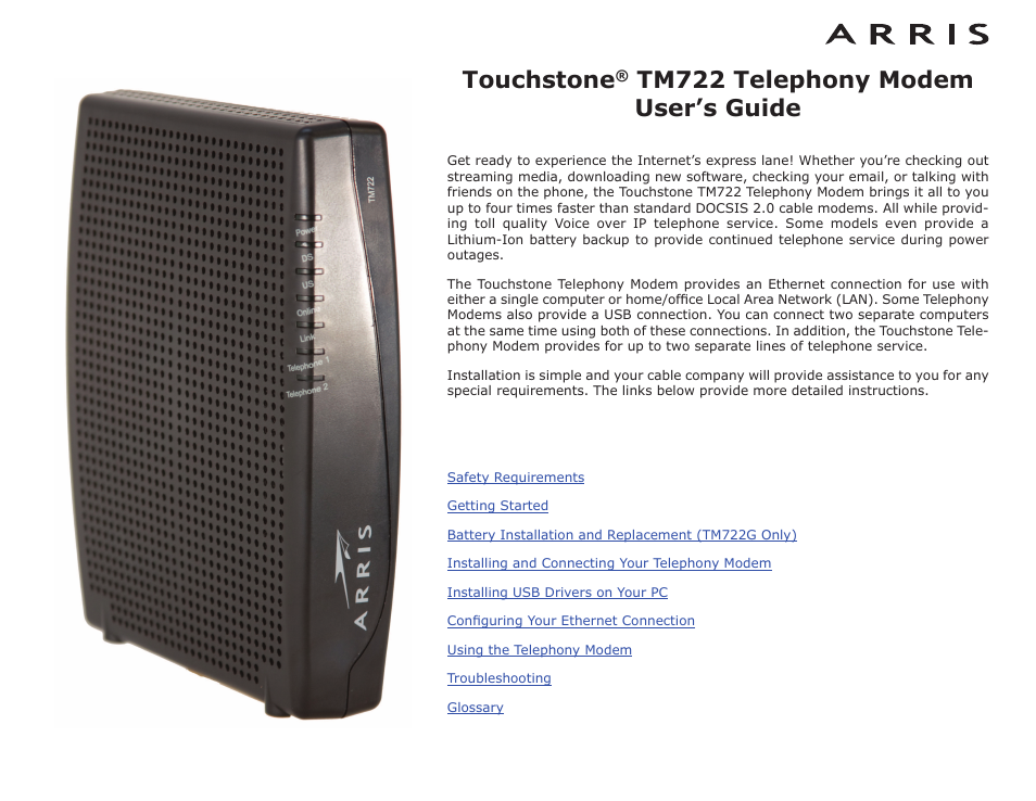 ARRIS TM722G-CT User Guide User Manual | 73 pages