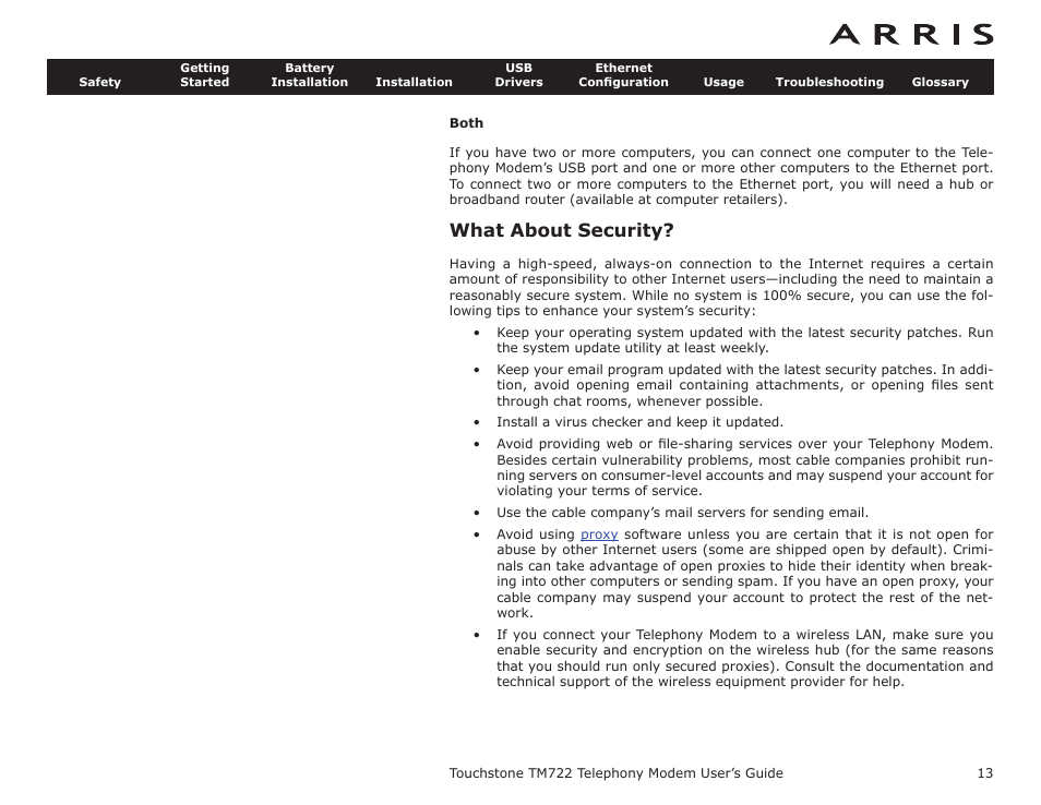 Both, What about security, Ether | Ethernet | ARRIS TM722G-CT User Guide User Manual | Page 13 / 73