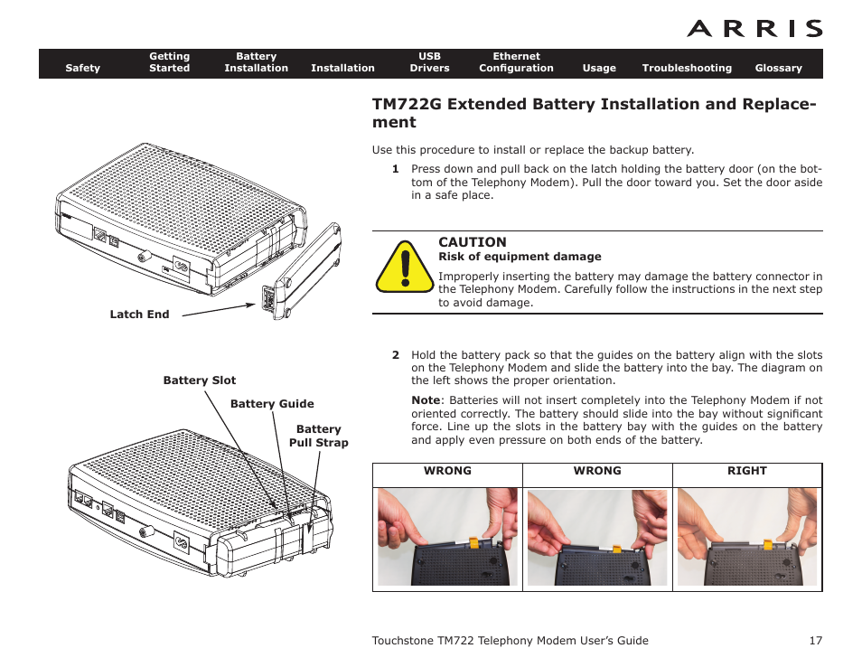What about security, Extended battery installation and replacement | ARRIS TM722G-CT User Guide User Manual | Page 17 / 73