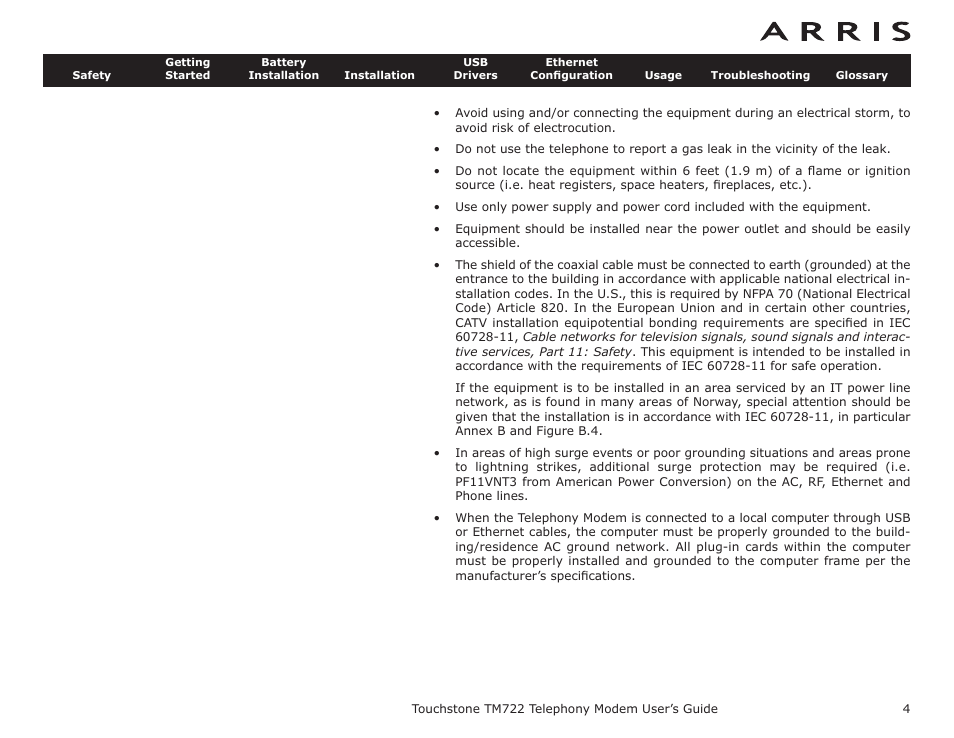 ARRIS TM722G-CT User Guide User Manual | Page 4 / 73