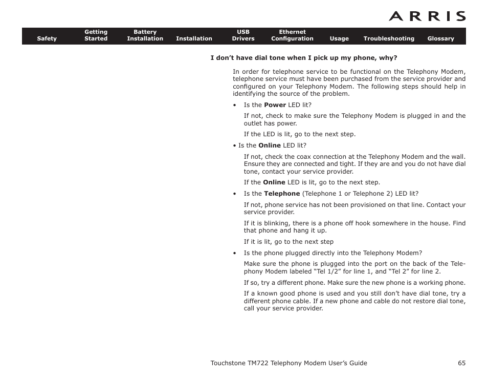 ARRIS TM722G-CT User Guide User Manual | Page 65 / 73