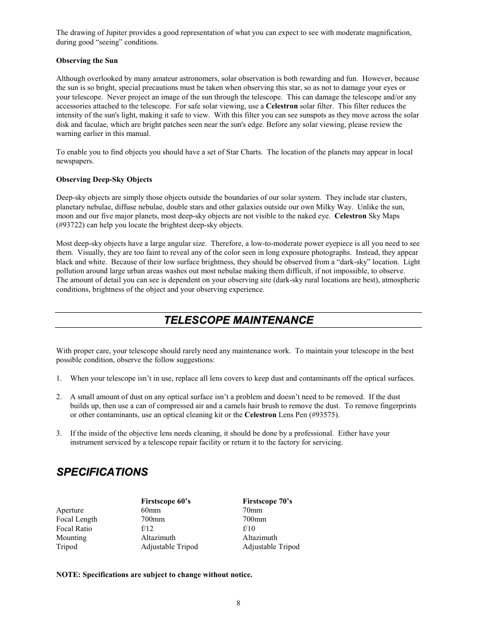 Celestron FIRSTSCOPE 21052 User Manual | Page 8 / 10