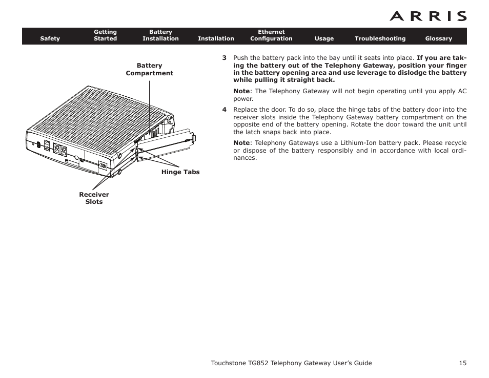 ARRIS TG852G-NA User Guide User Manual | Page 15 / 60
