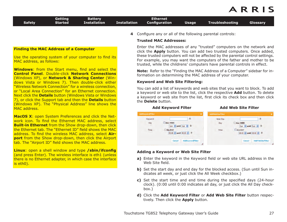 ARRIS TG852G-NA User Guide User Manual | Page 27 / 60