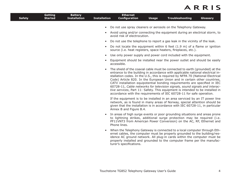 ARRIS TG852G-NA User Guide User Manual | Page 4 / 60