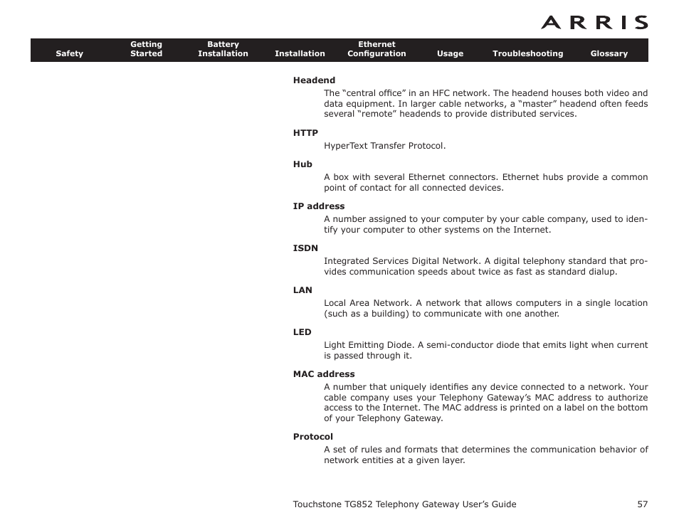 ARRIS TG852G-NA User Guide User Manual | Page 57 / 60