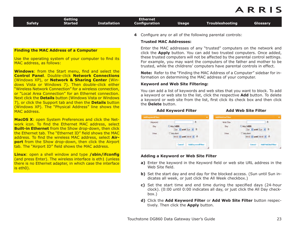 ARRIS DG860 User Guide User Manual | Page 23 / 47