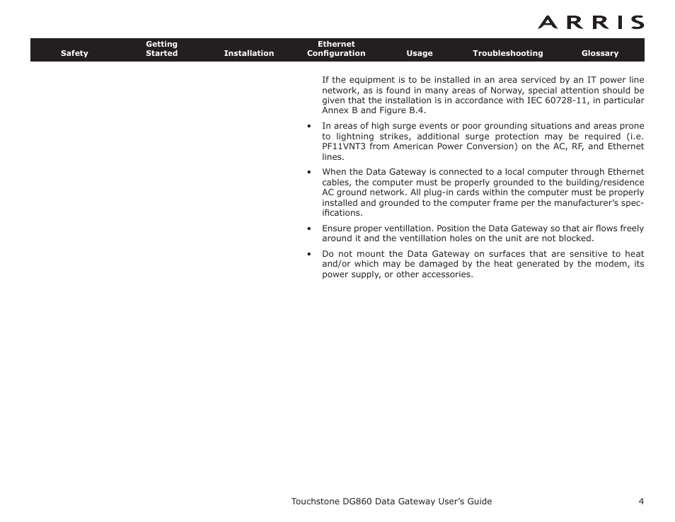 ARRIS DG860 User Guide User Manual | Page 4 / 47