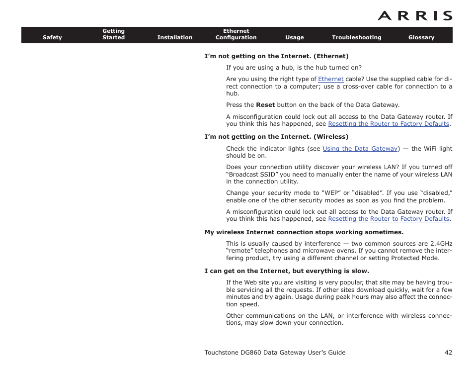 ARRIS DG860 User Guide User Manual | Page 42 / 47