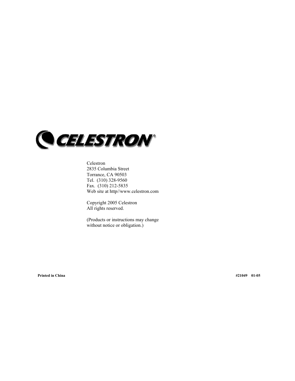 Celestron 127 User Manual | Page 15 / 15