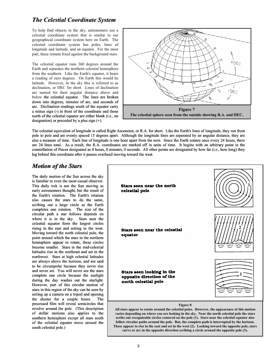 The celestial coordinate system, Motion of the stars | Celestron 127 User Manual | Page 8 / 15