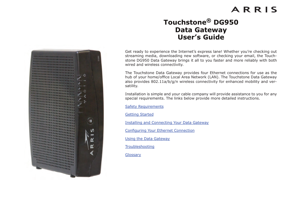 ARRIS DG950 User Guide User Manual | 49 pages