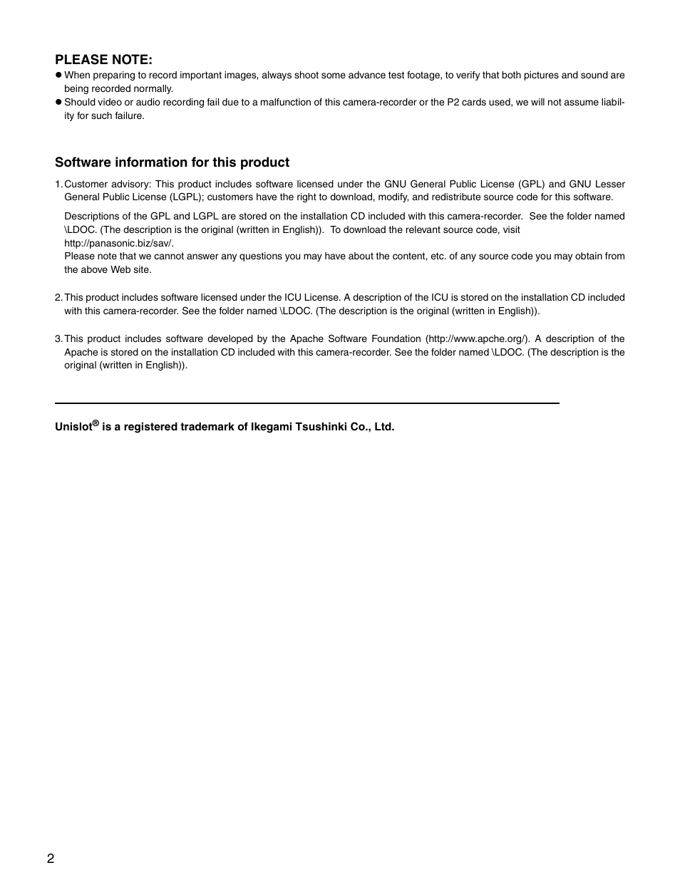 Panasonic SPX900 User Manual | Page 2 / 118