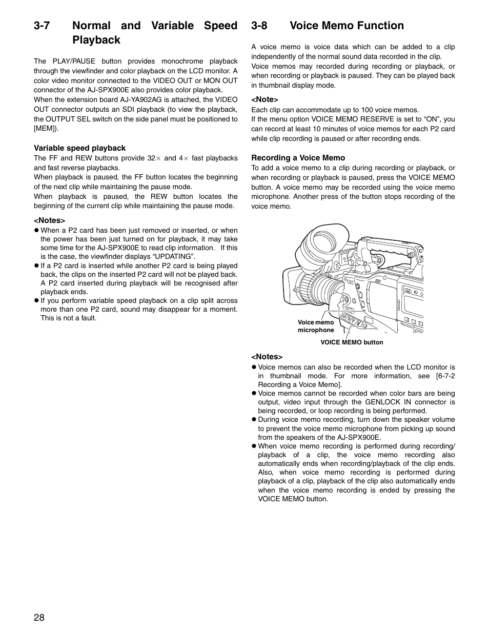 7 normal and variable speed playback, 8 voice memo function, Normal and variable speed playback | Voice memo function | Panasonic SPX900 User Manual | Page 28 / 118