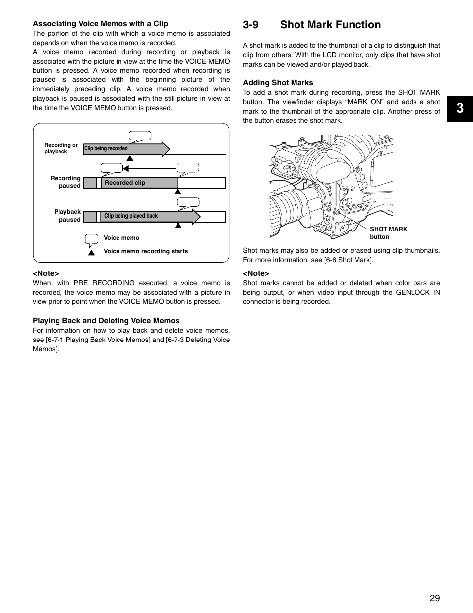 9 shot mark function, Shot mark function | Panasonic SPX900 User Manual | Page 29 / 118