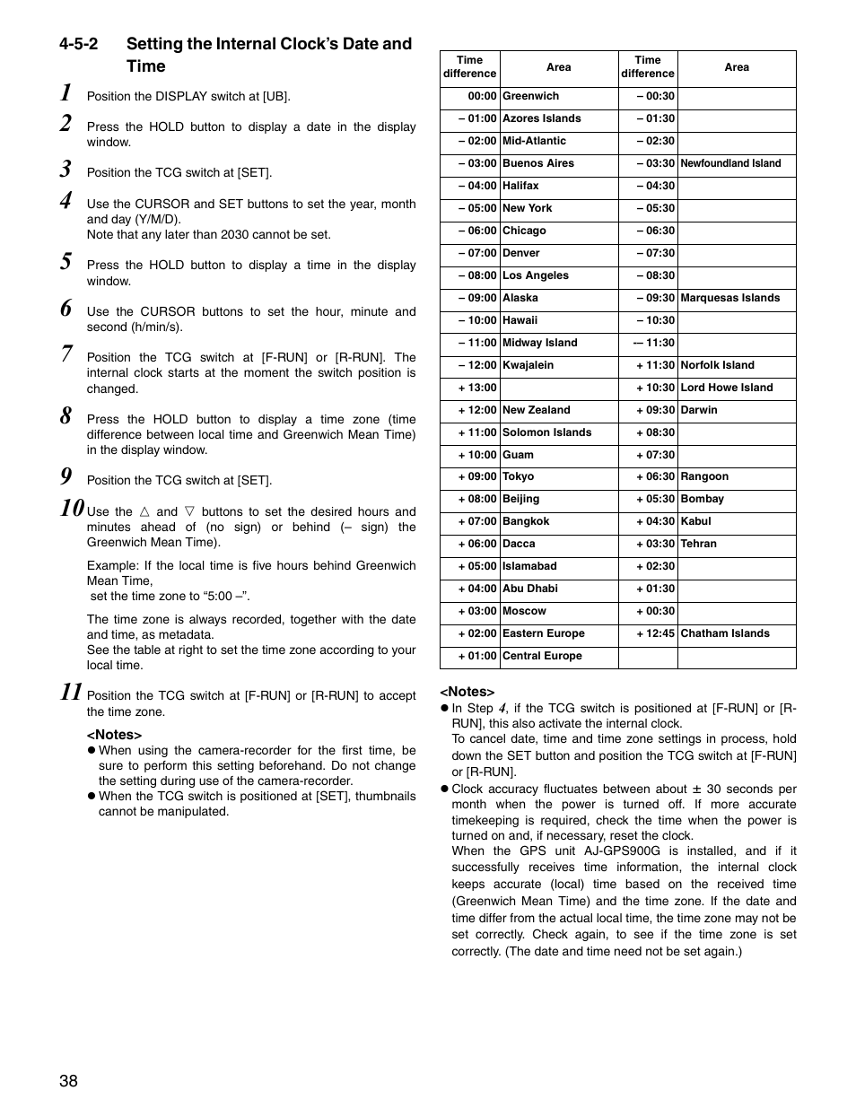 5-2 setting the internal clock’s date and time, Setting the internal clock’s date and time | Panasonic SPX900 User Manual | Page 38 / 118