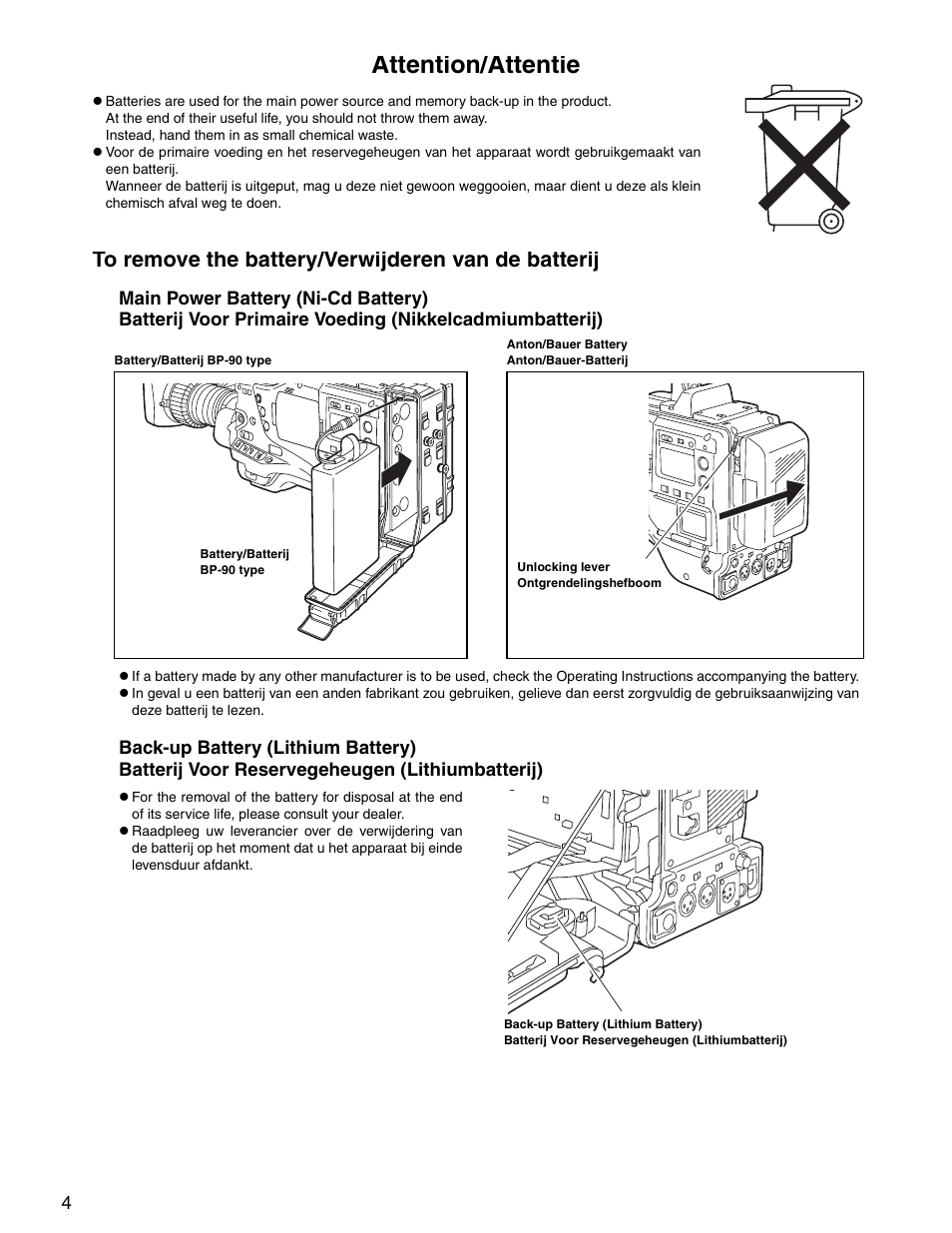 Attention/attentie | Panasonic SPX900 User Manual | Page 4 / 118