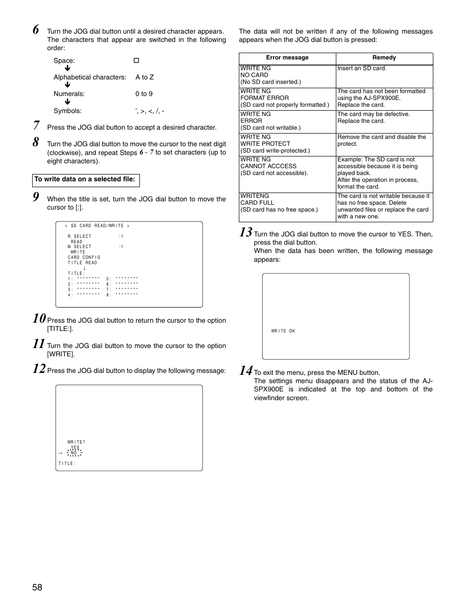 Panasonic SPX900 User Manual | Page 58 / 118