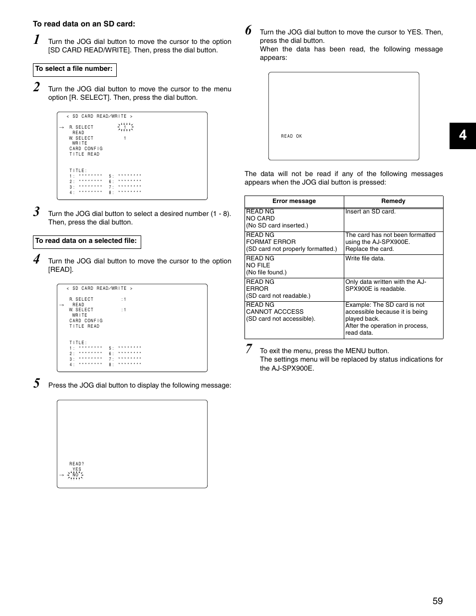 Panasonic SPX900 User Manual | Page 59 / 118