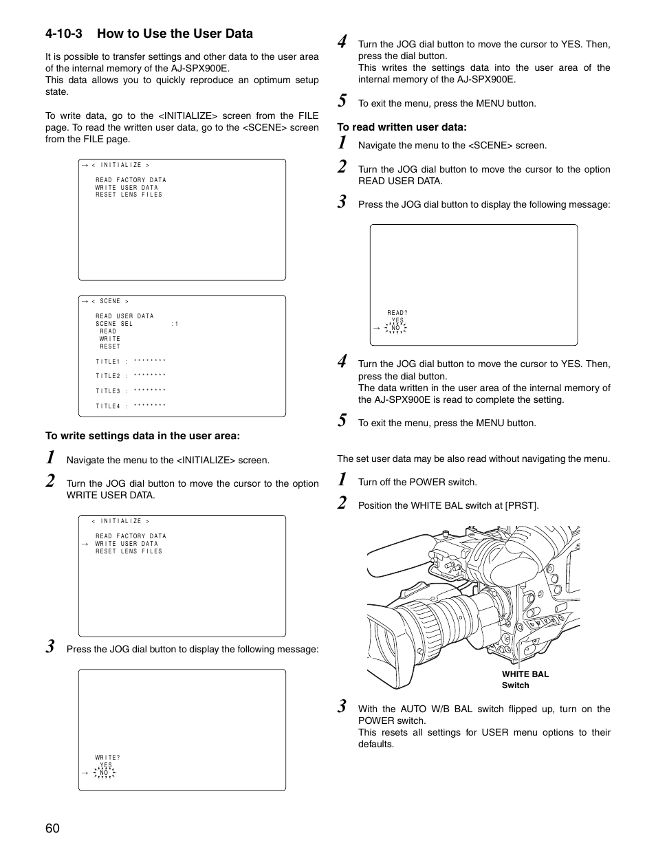10-3 how to use the user data, How to use the user data | Panasonic SPX900 User Manual | Page 60 / 118