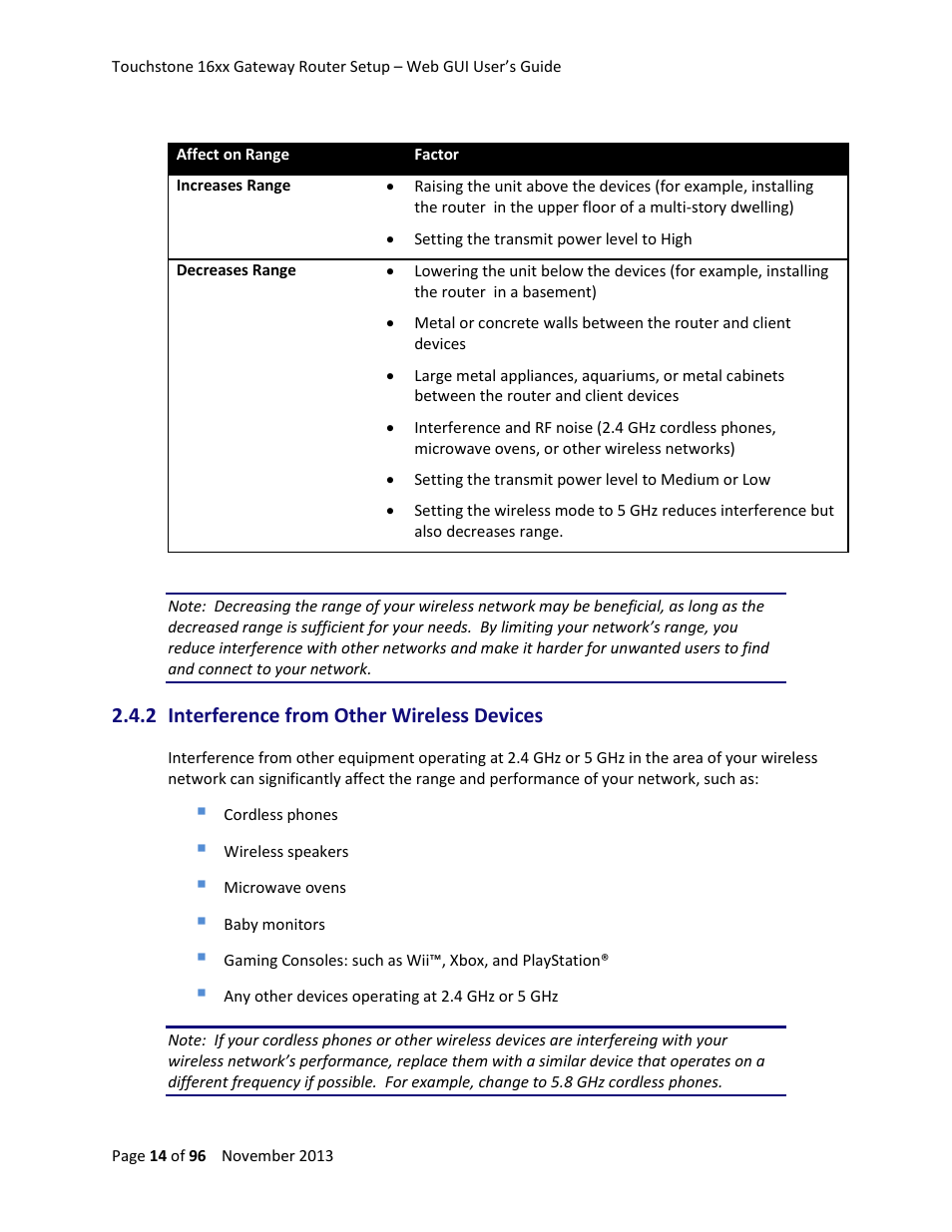 2 interference from other wireless devices | ARRIS TG1672G-NA Web GUI User Guide User Manual | Page 14 / 96