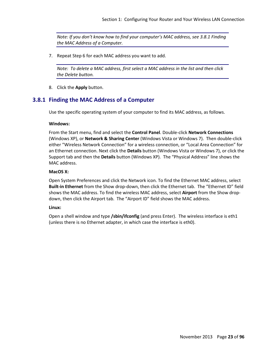 1 finding the mac address of a computer | ARRIS TG1672G-NA Web GUI User Guide User Manual | Page 23 / 96