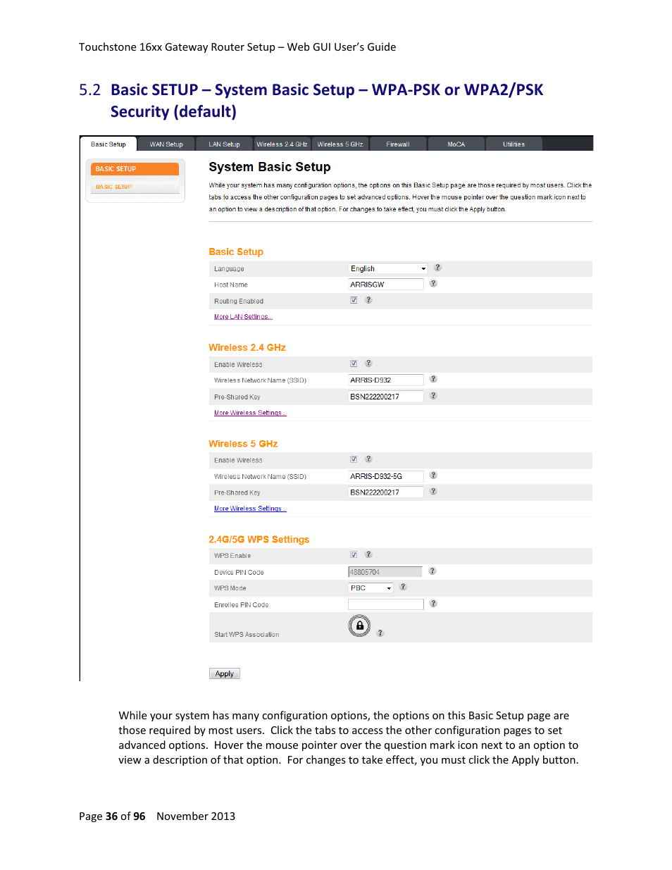 ARRIS TG1672G-NA Web GUI User Guide User Manual | Page 36 / 96