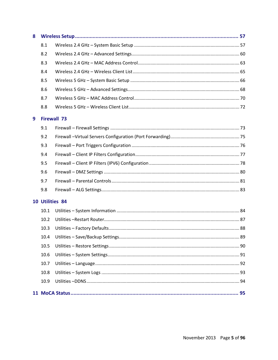 ARRIS TG1672G-NA Web GUI User Guide User Manual | Page 5 / 96