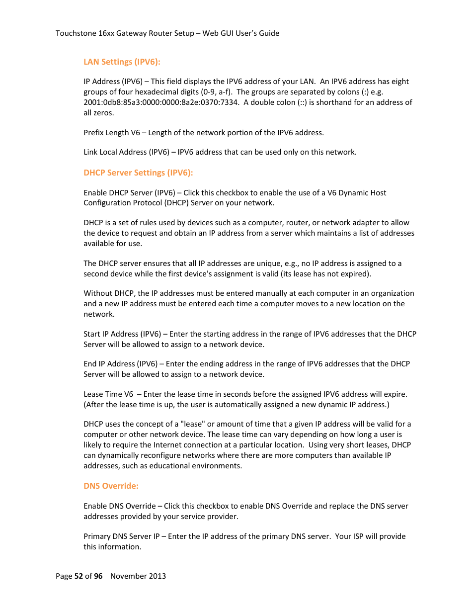ARRIS TG1672G-NA Web GUI User Guide User Manual | Page 52 / 96