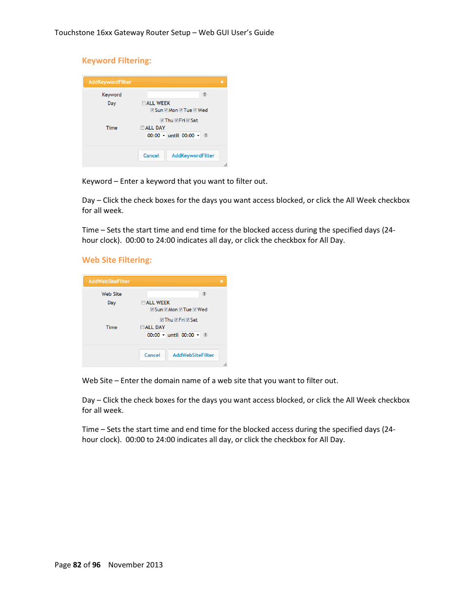 ARRIS TG1672G-NA Web GUI User Guide User Manual | Page 82 / 96