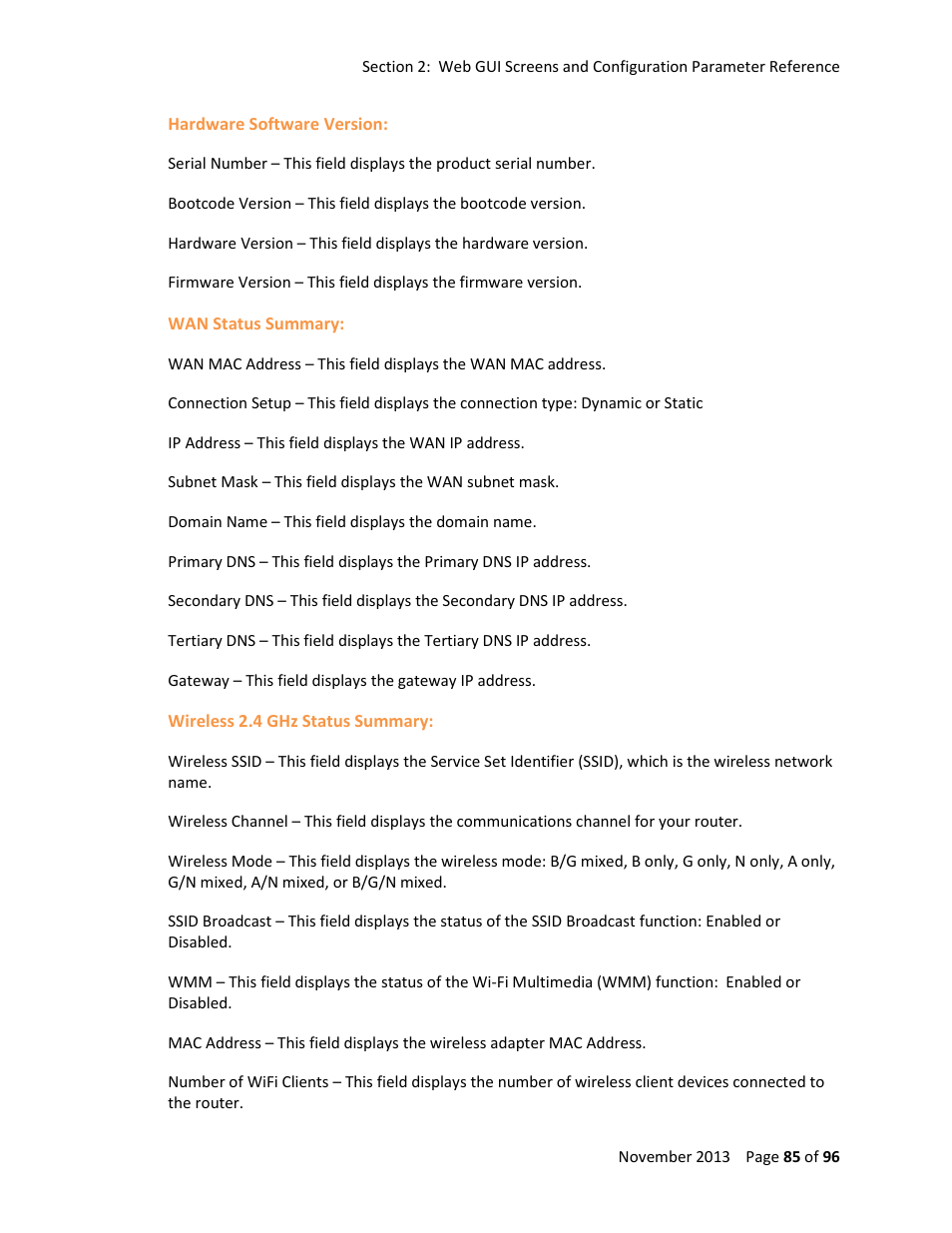 ARRIS TG1672G-NA Web GUI User Guide User Manual | Page 85 / 96