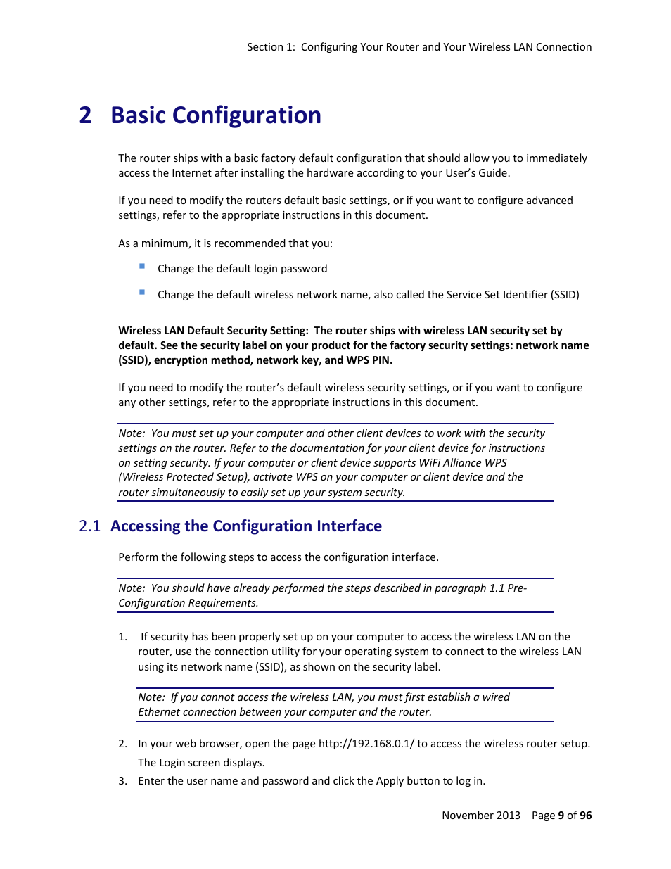 2 basic configuration, 1 accessing the configuration interface, Basic configuration | Accessing the configuration interface | ARRIS TG1672G-NA Web GUI User Guide User Manual | Page 9 / 96