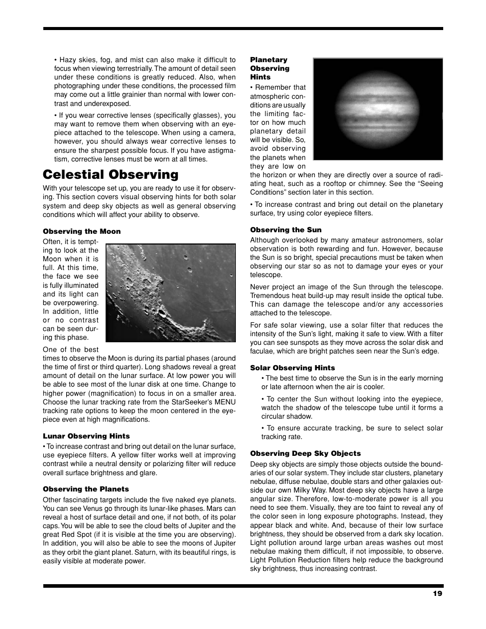 Celestial observing | Celestron StarSeeker User Manual | Page 19 / 34