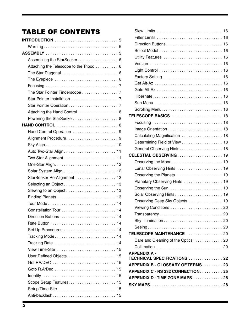 Celestron StarSeeker User Manual | Page 2 / 34