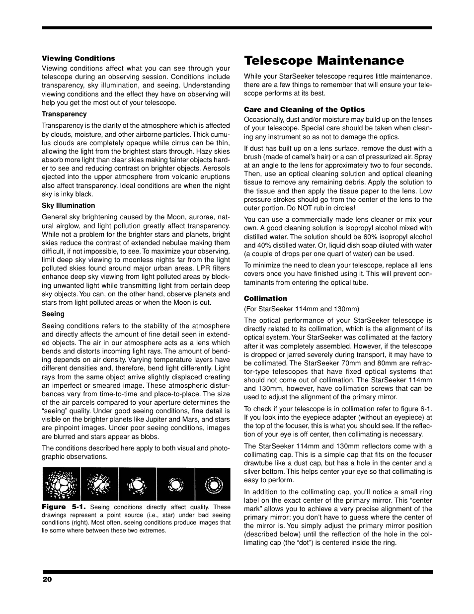 Telescope maintenance | Celestron StarSeeker User Manual | Page 20 / 34