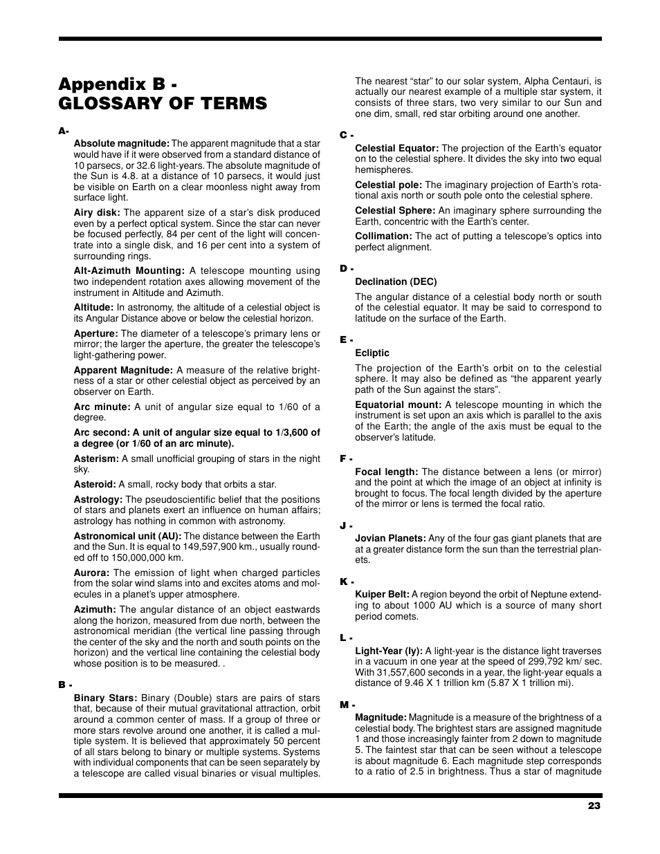 Appendix b - glossary of terms | Celestron StarSeeker User Manual | Page 23 / 34