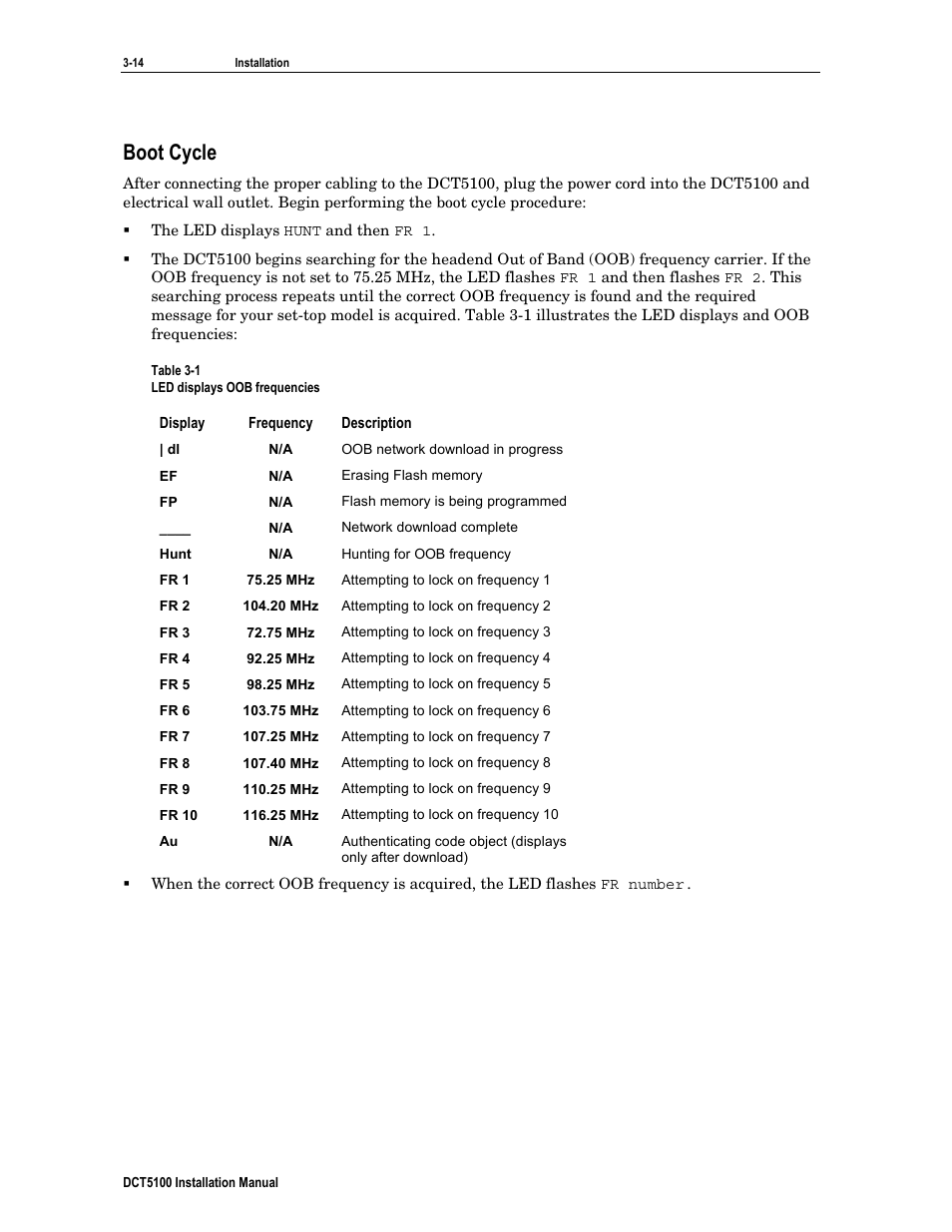 Boot cycle | ARRIS DCT5100 Installation Manual User Manual | Page 37 / 81