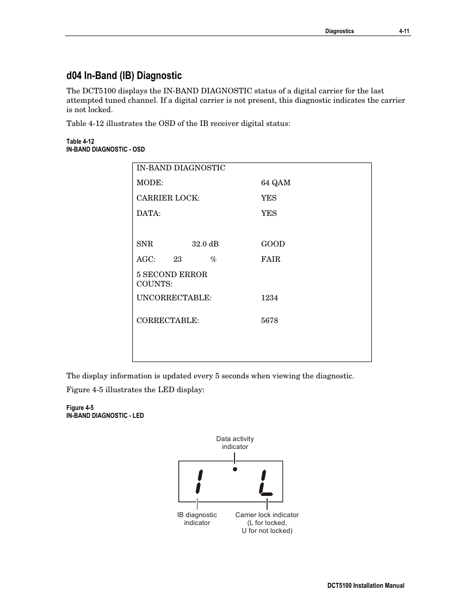 D04 in-band (ib) diagnostic | ARRIS DCT5100 Installation Manual User Manual | Page 51 / 81