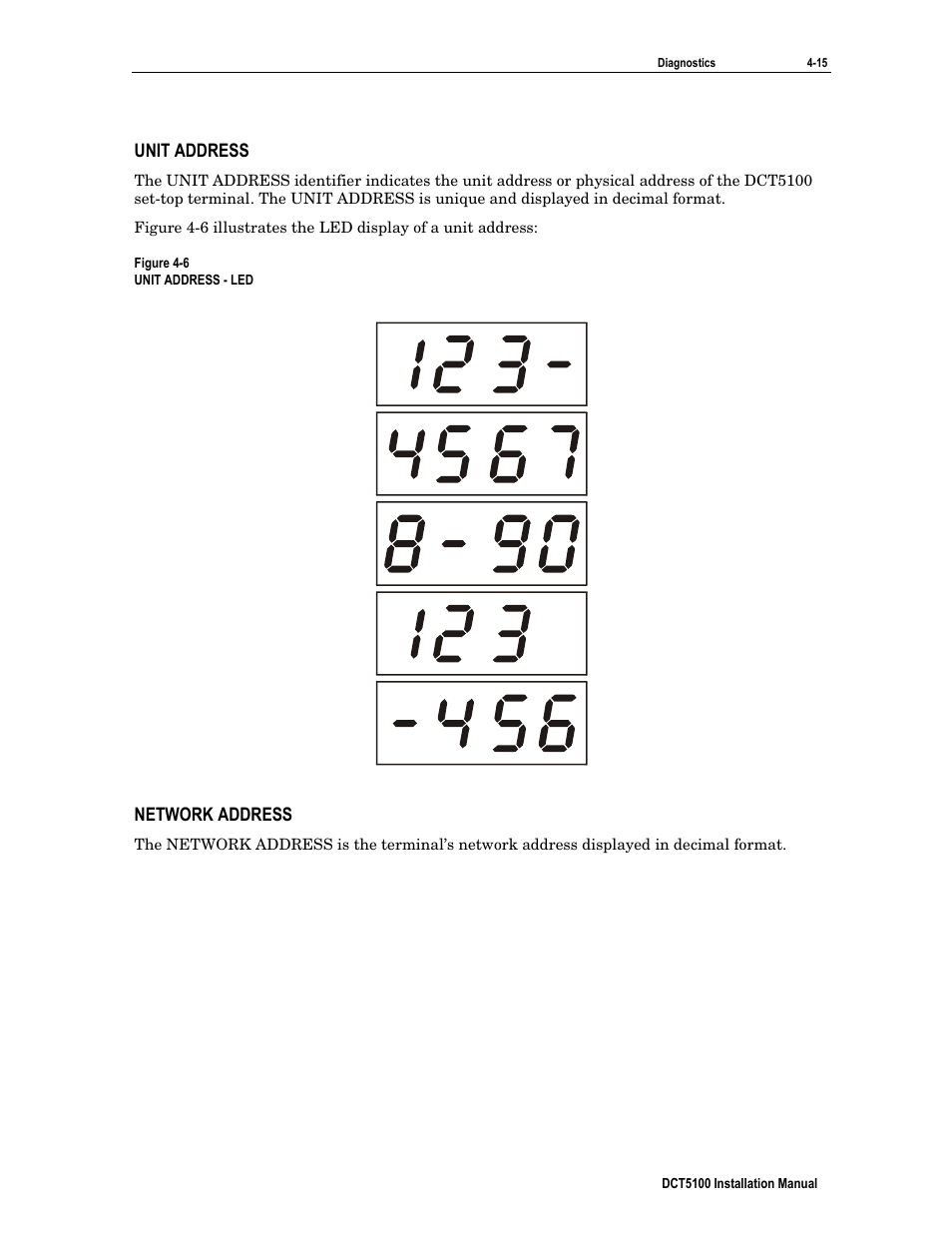 Unit address, Network address | ARRIS DCT5100 Installation Manual User Manual | Page 55 / 81