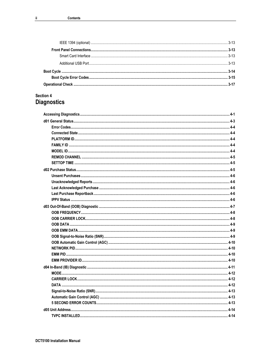 Diagnostics | ARRIS DCT5100 Installation Manual User Manual | Page 6 / 81