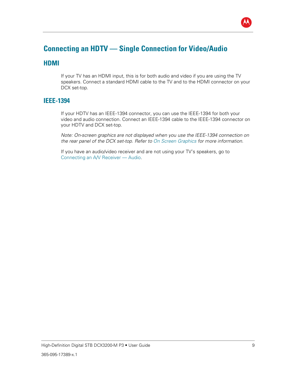 Hdmi, Ieee-1394 | ARRIS DCX3200MP3 User Guide User Manual | Page 16 / 54