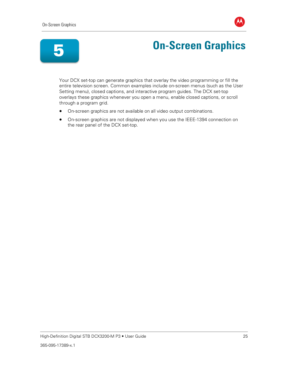 On-screen graphics, On screen graphics | ARRIS DCX3200MP3 User Guide User Manual | Page 32 / 54