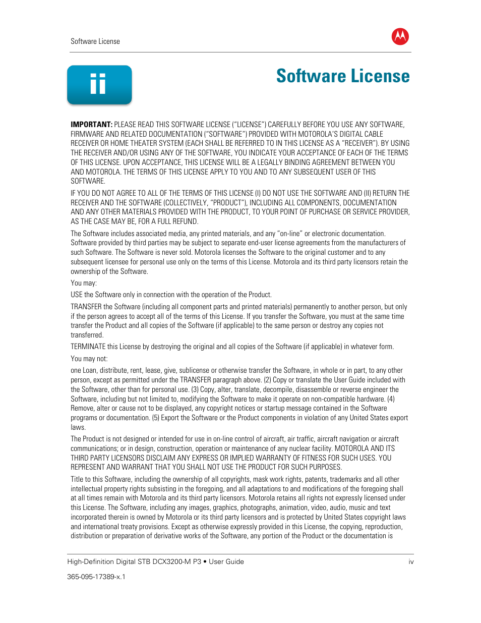 Software license | ARRIS DCX3200MP3 User Guide User Manual | Page 6 / 54